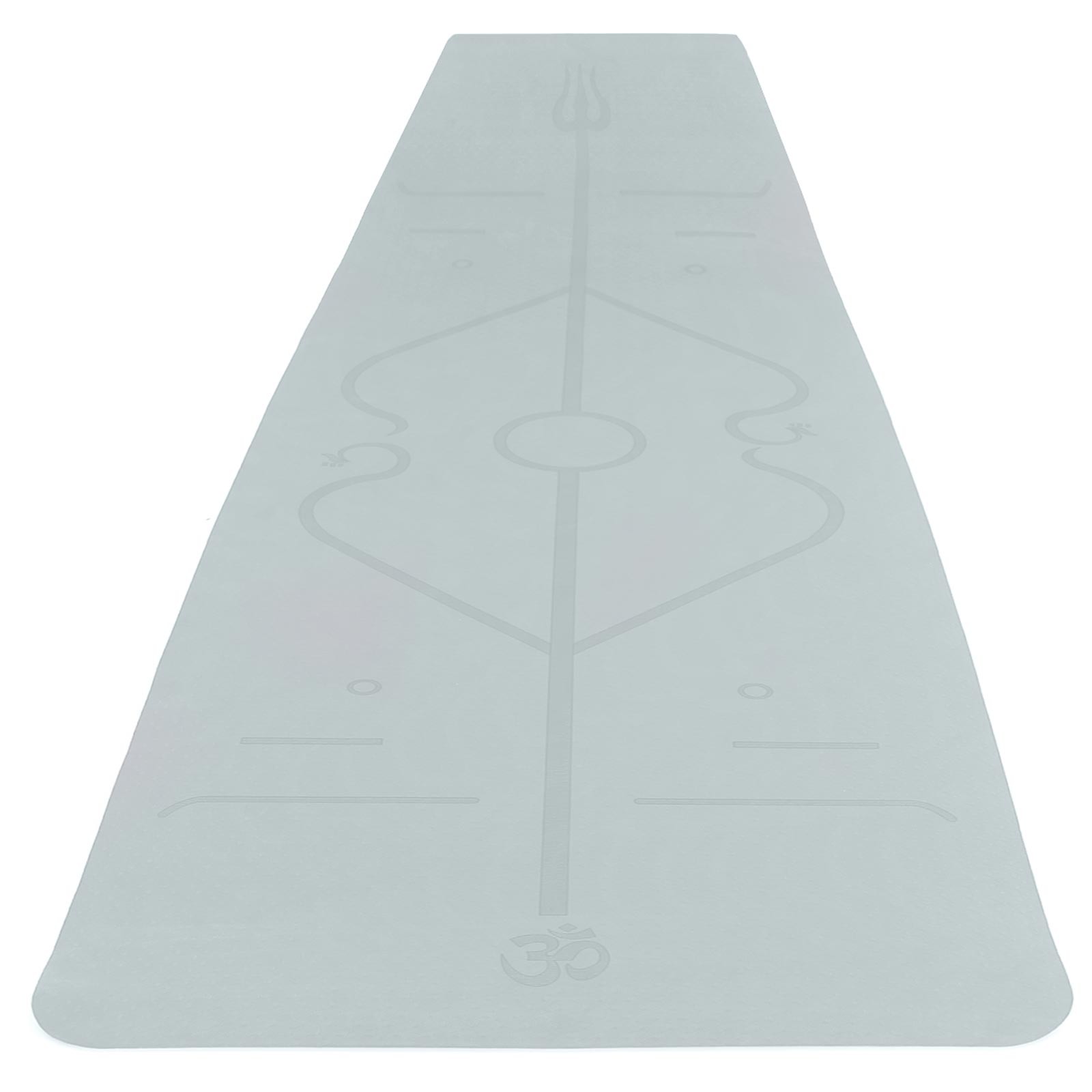 Premium yoga mat with symbols TPE grey 182x61cm also for fitness Pilates
