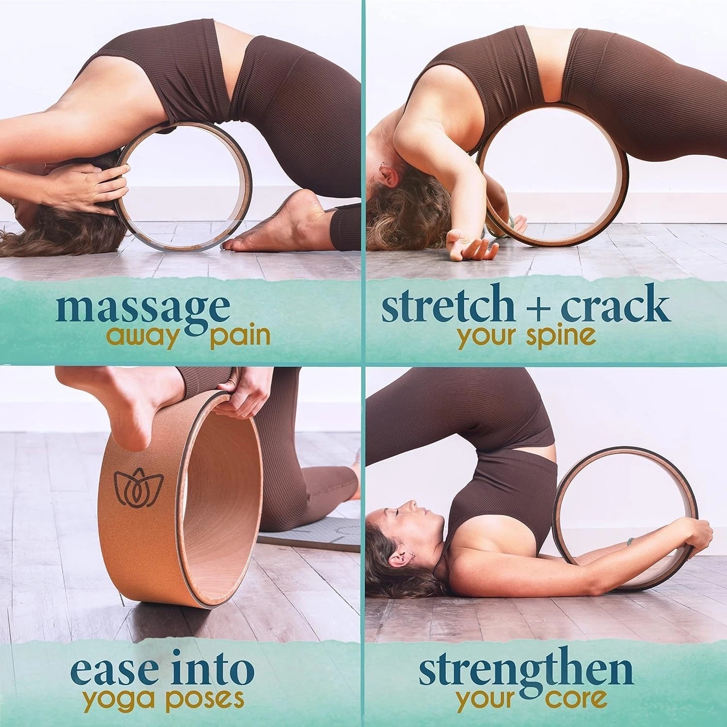 Yoga Wheel Set 3-Pack Green Back Stretcher Roller Muscle Relief