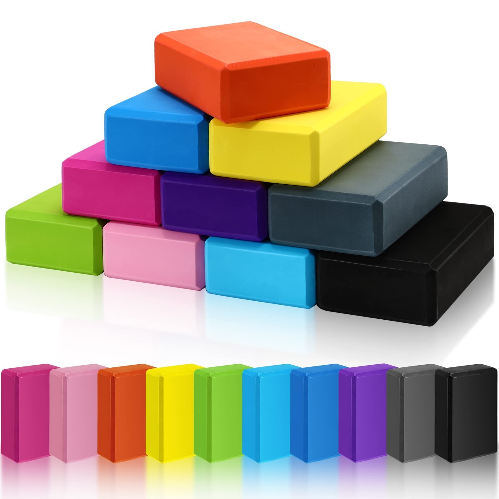 10 Pcs Foam EVA Yoga Blocks Lightweight Non Slip Supportive Yoga Bricks for P…