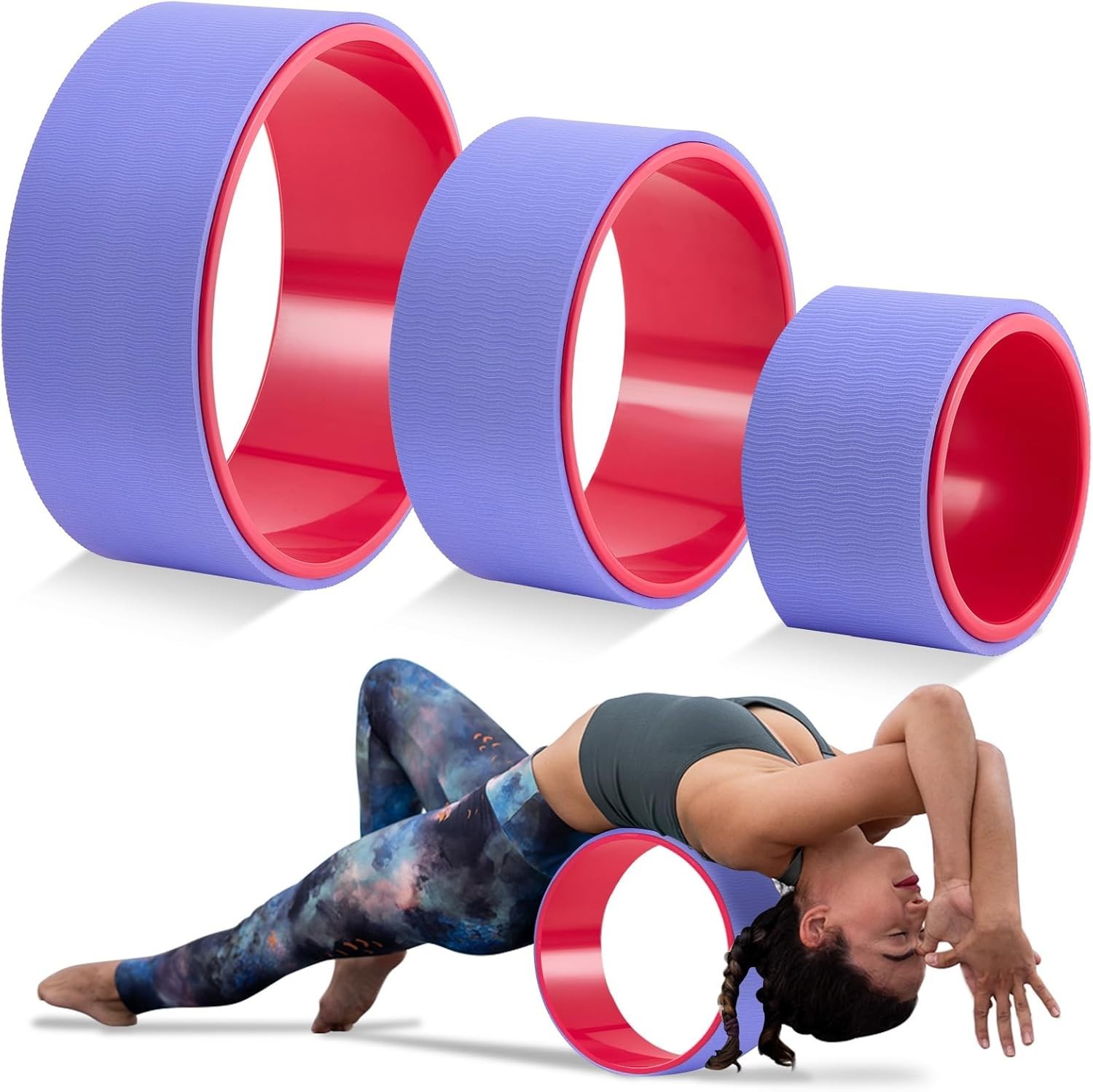 3 Pack ABS Yoga Wheel Set 660 Lbs Foam Roller for Back Pain & Stretching Back…