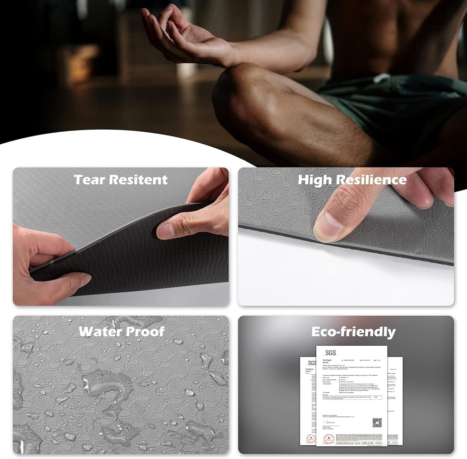 Esterilla de yoga grande para hombre y mujer, antideslizante y ecológica NEW US