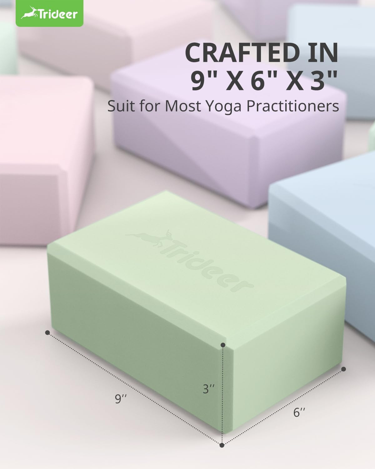 Yoga Blocks 2 Pack, Soft Non-Slip Foam Blocks with Beveled Edges for Alignment