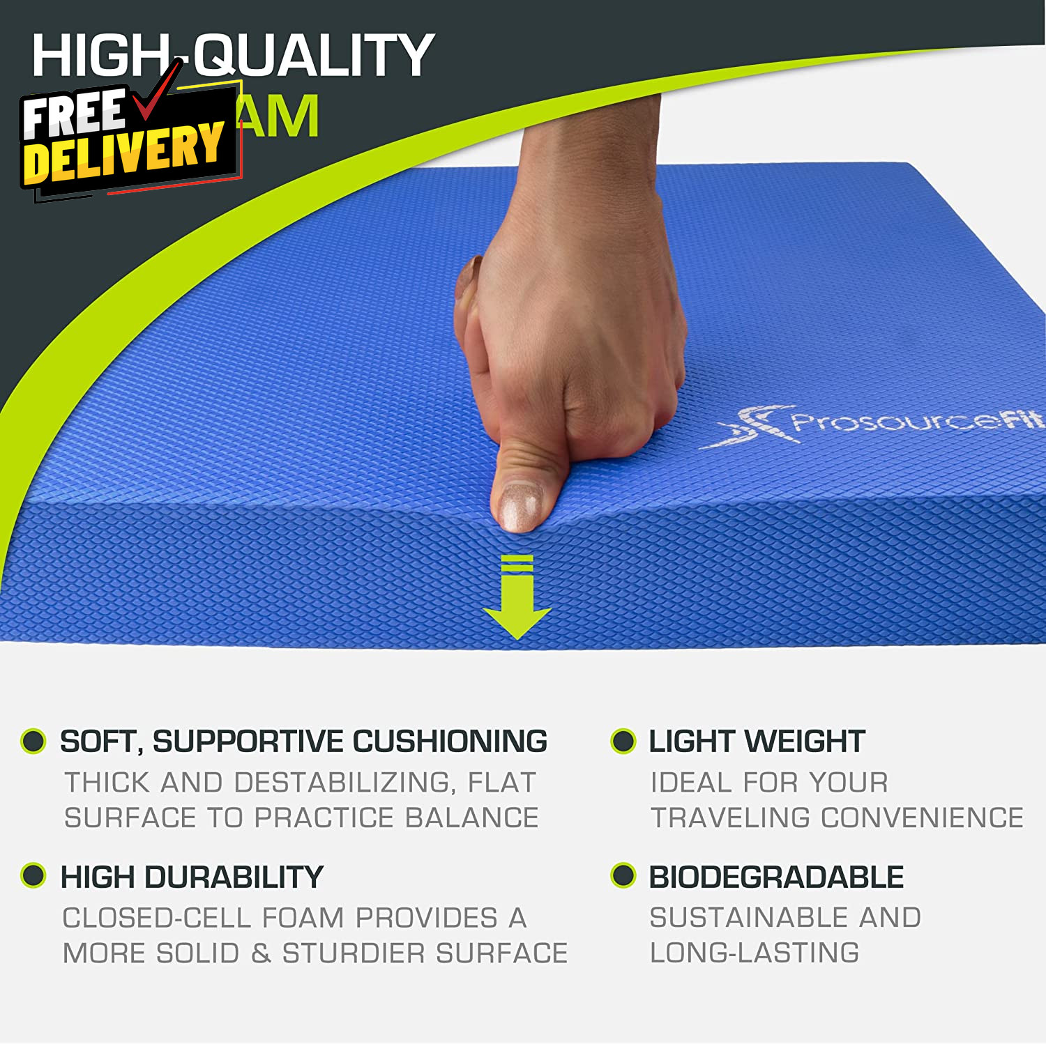 Exercise Balance Pad Non-Slip Cushioned Foam Mat & Knee Pad for Fitness and Stab