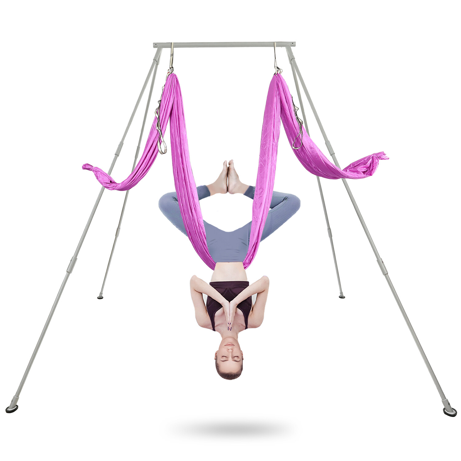 Aerial Stand Portable Aerial Rig Yoga Swing Bar w/20Ft Aerial Silk