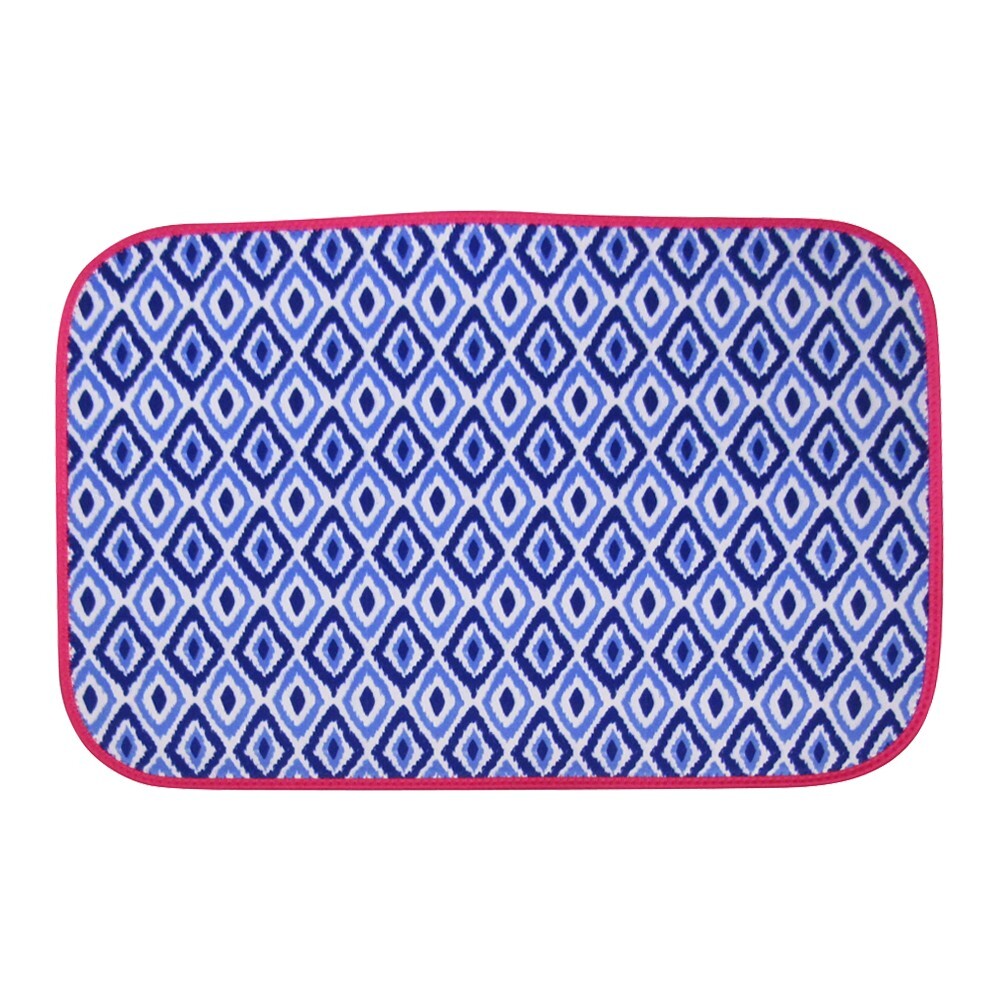 The Coral Palms® Swimsuit Saver Roll-up Neoprene Mat – Blue Ikat Ogee Collection