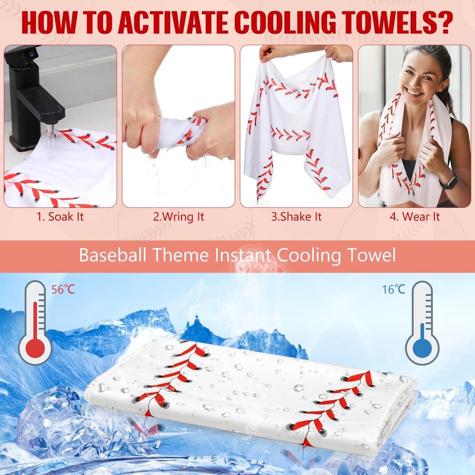 12 Pcs Cooling Towel Baseball Football Basketball Breathable Chilly Softball …