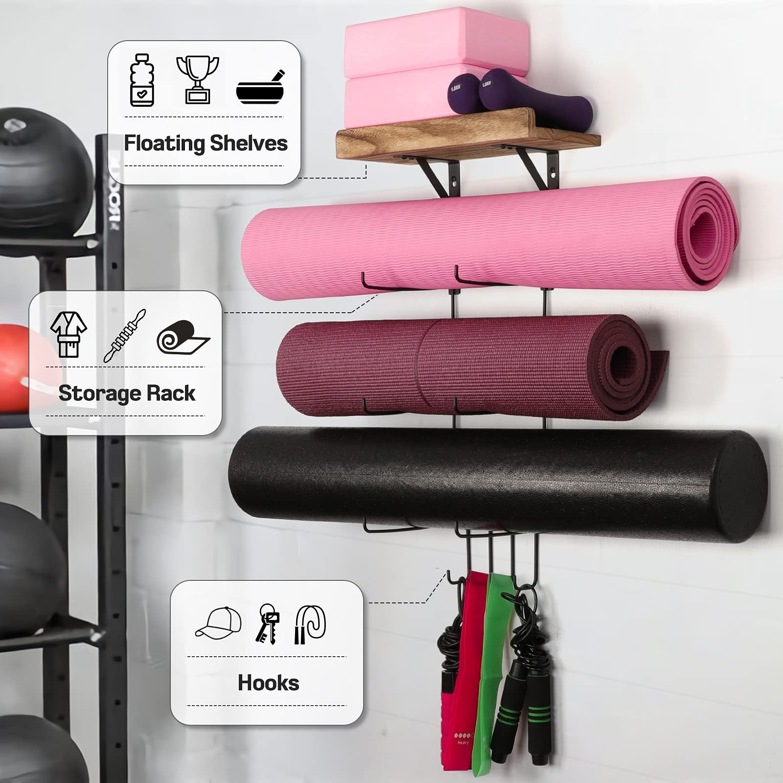 Bikoney Yoga Mat 43.79 cm (H) x 21.3 (W) x 7.1 (D), Carbonized Black