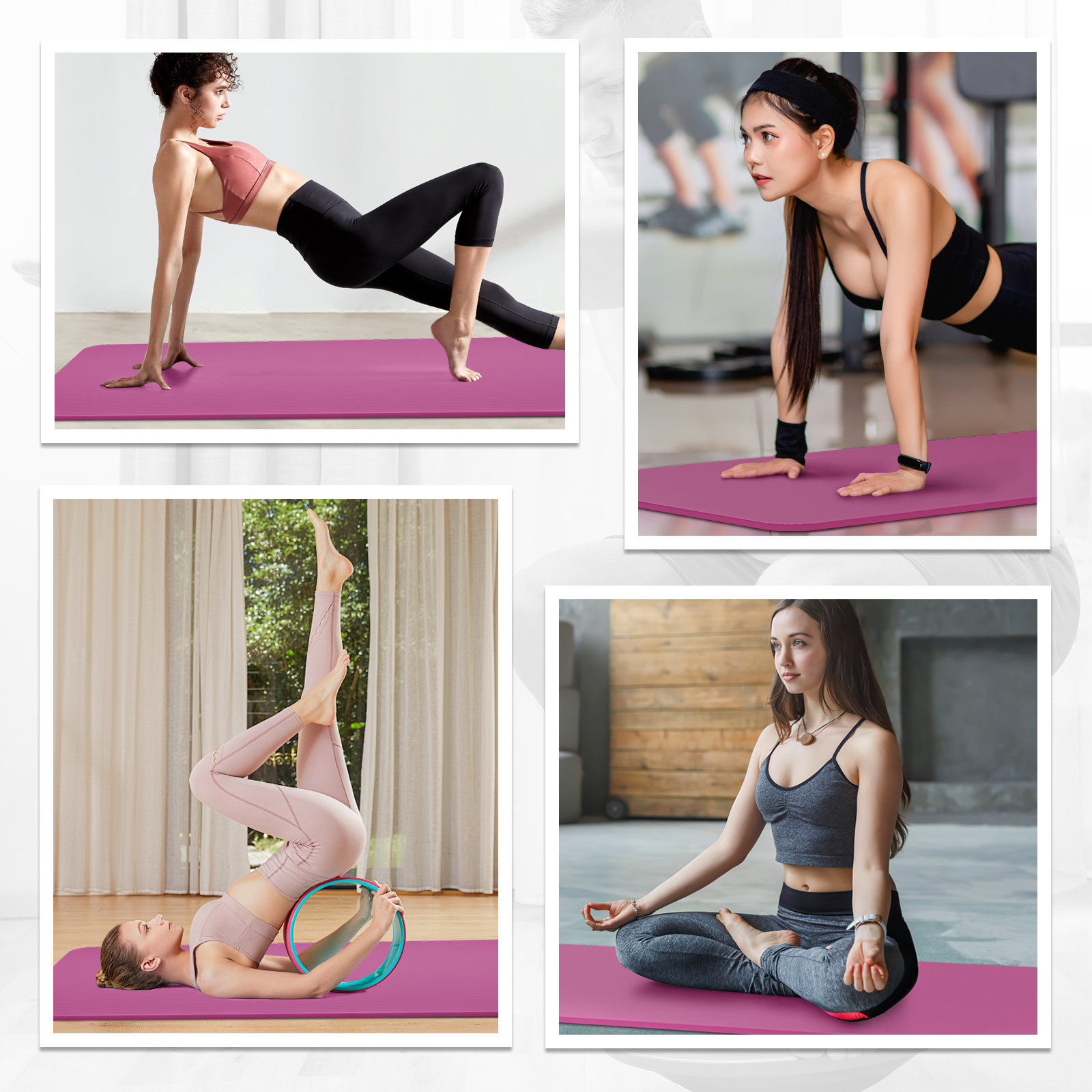 Non Slip 73&Prime;x32&Prime; Exercise Yoga Mats Gym Pilates Meditation Fitness w/Carry Strap