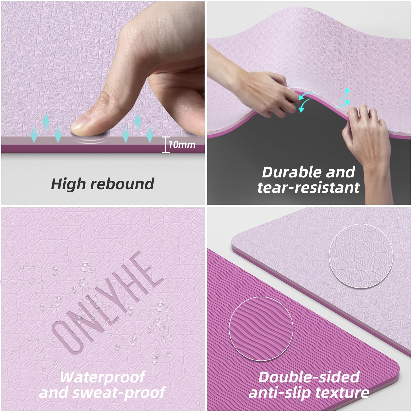 Yoga Mat Thick(10mm) Exercise Mat Non Slip Anti-tear,72&Prime;x35&Prime; Extra Large Pila…