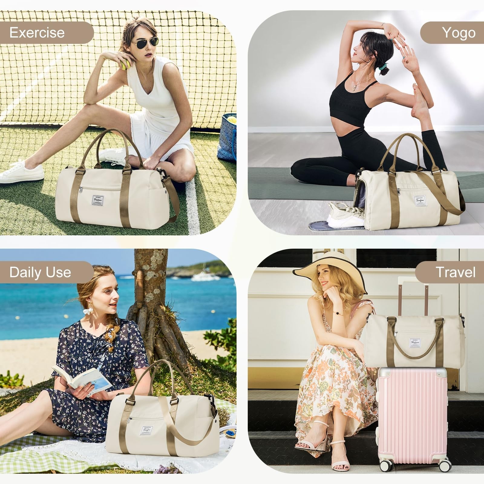 Gym Bag for Women Men with Shoes Compartment,Sports Duffle Bag Personal item …