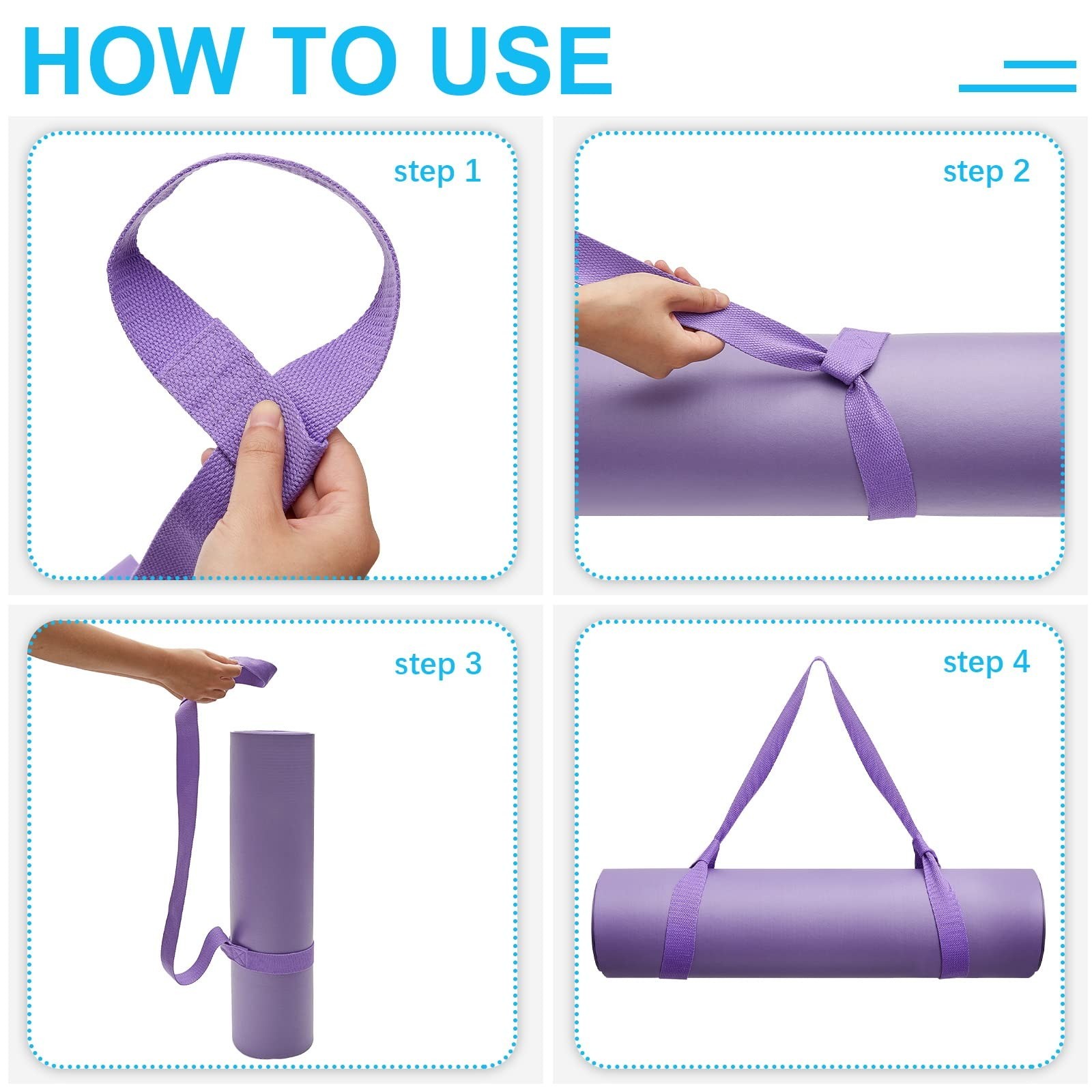 Adjustable Yoga Mat Straps – 4 Pcs Thick Carrier Sling for Easy Transport & Stor