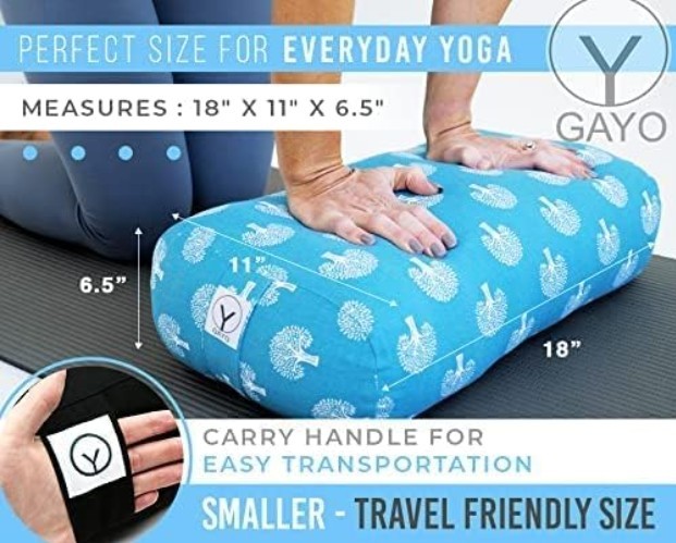 Supportive Yoga Pillow 18&Prime; w/ Removable Cover, Carry Bag