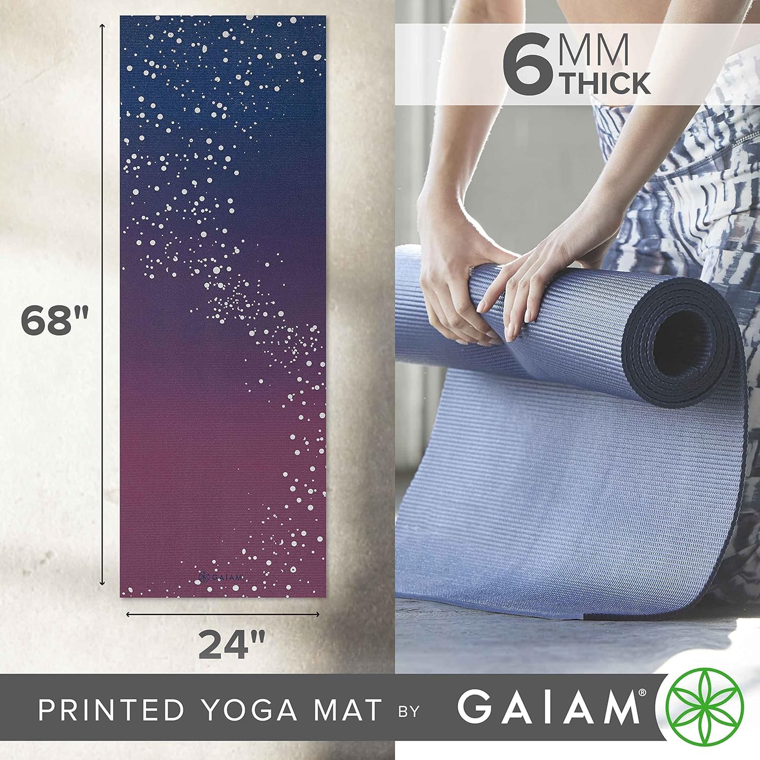 Yoga Mat Premium 6mm Print Extra Thick Non Slip Exercise & Fitness Mat All Types