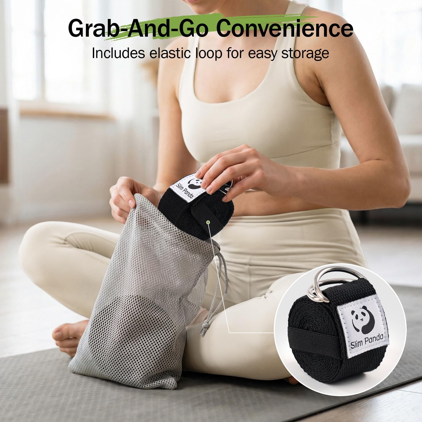 Yoga Strap for Stretching,Cotton Yoga Strap with Adjustable D-Ring Buckle,Non…