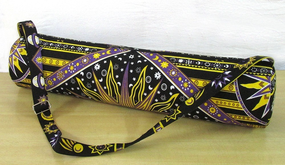 Indian Yellow Burning Sun Yoga Mat Carrier Bag Mandala Large Shoulder Strap
