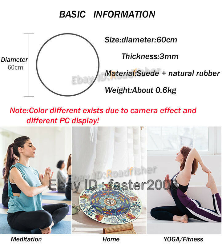 Round Yoga Mat Pilates Gym Mat Pad Non-Slip Cushion Meditation Mat Floor Mat HOT