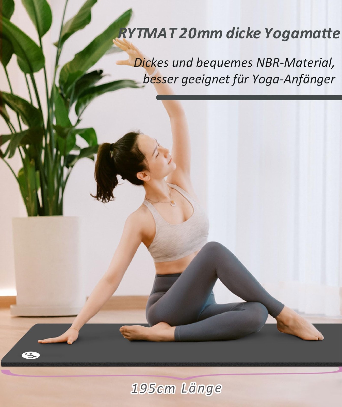 Thick Yoga Mat 195×61×2cm NBR Fitness Mat Gymnastics Mat for Pilates Gym W…