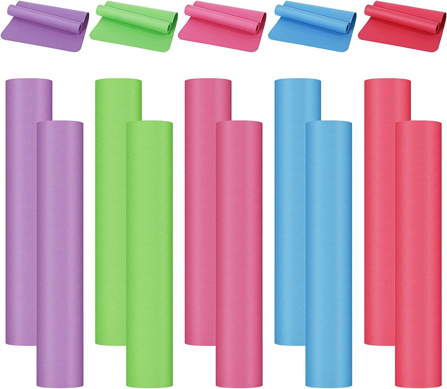 10 Pack Yoga Mats Bulk, 68&Prime; x 24&Prime; x 4mm Thick for Kids Multicolor