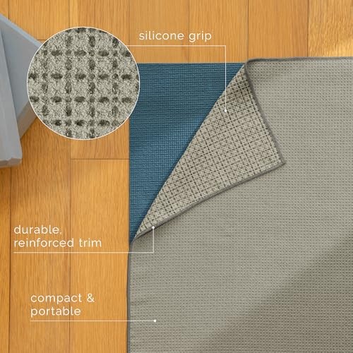Yoga Mat Towel with Non-Slip Grip, Enhanced Silicone Grip, Soft Pink and Grey