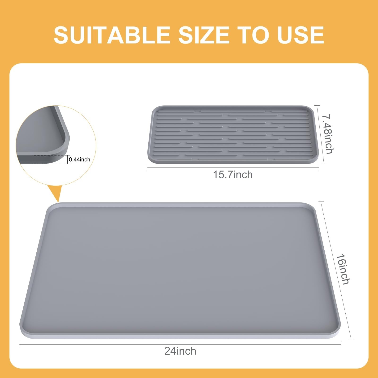 Coffee Mat, 2-in-1 Silicone Bar Mat with Detachable Dish Drying Pad, 24×16 In…