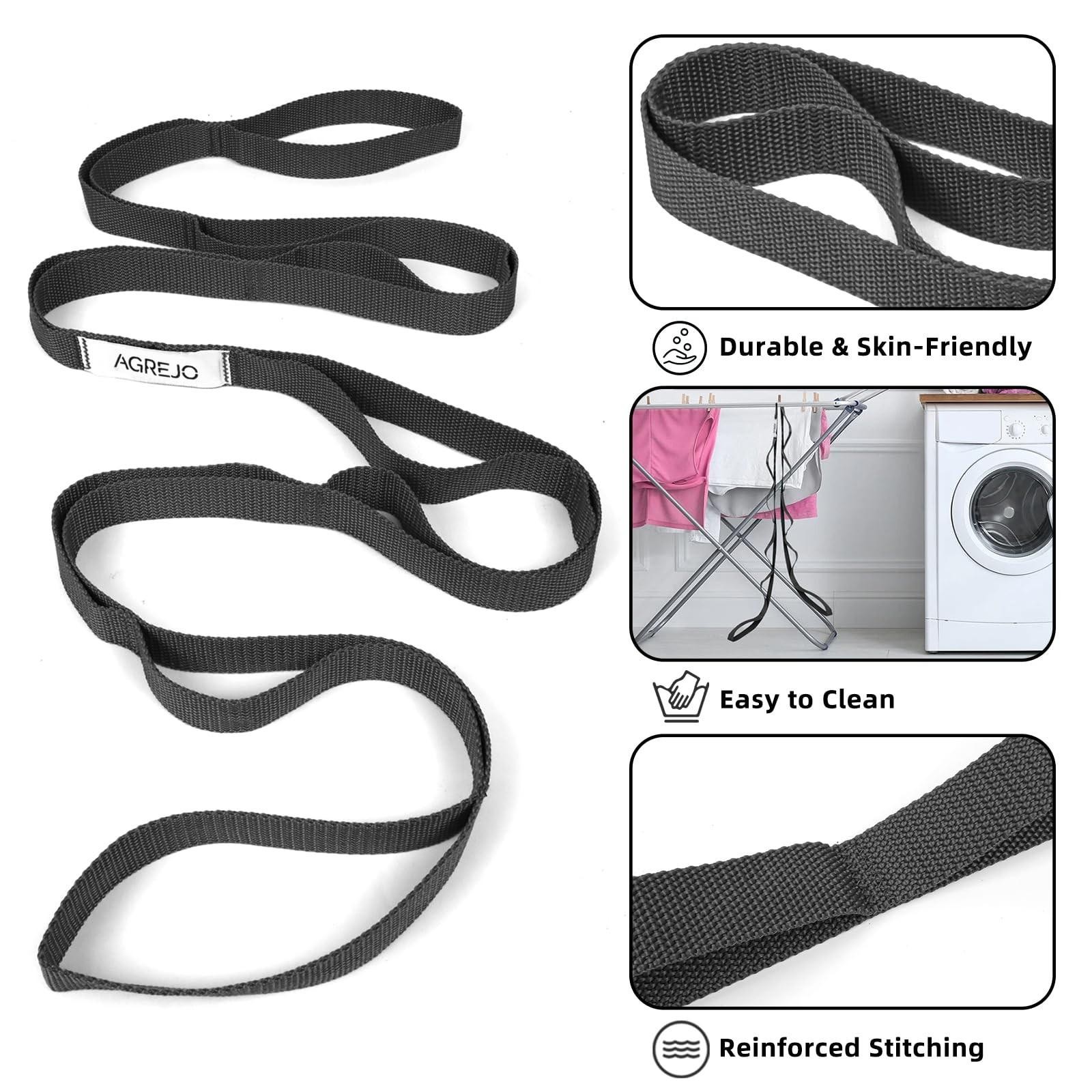 Agrejo Stretching Strap Yoga Strap Physical Therapy for Home Workout, 10 Loop…