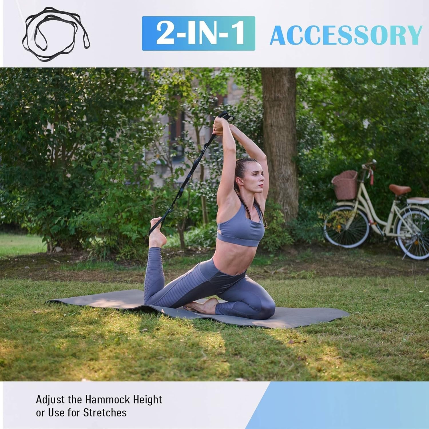 Blue Aerial Yoga Swing Kit – Strong Polyester Trapeze with Extensions, Mounti…