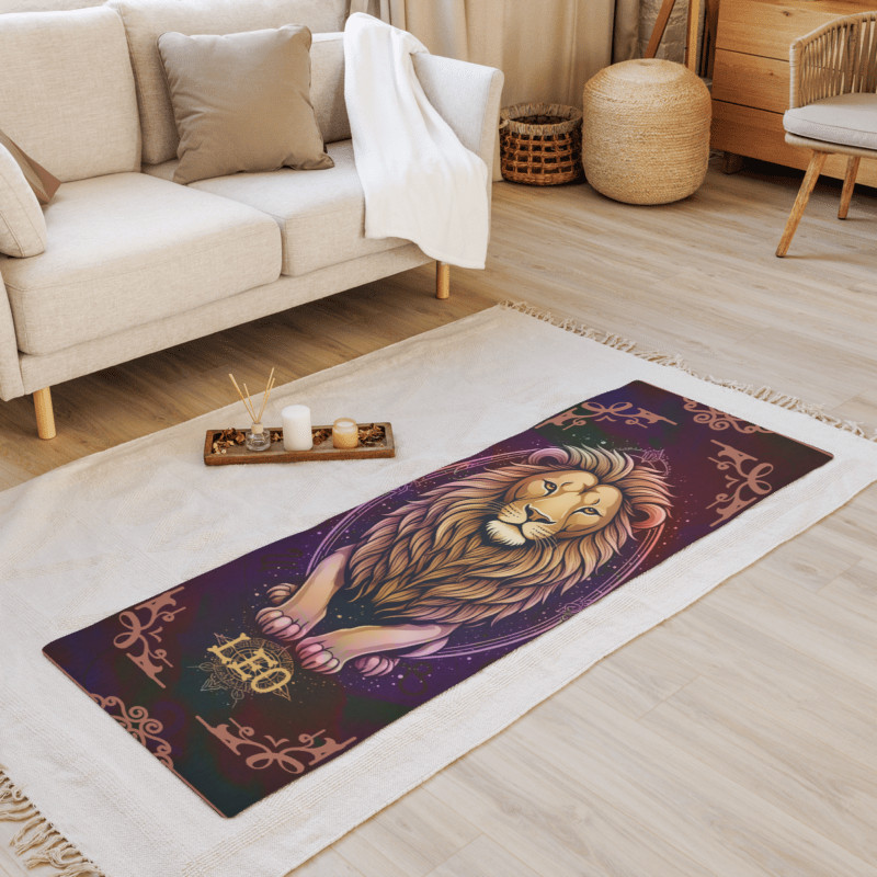 LEO Zodiac Yoga Mat with Strap PERSONALIZED Gift Meditation Decor Astrology Gift