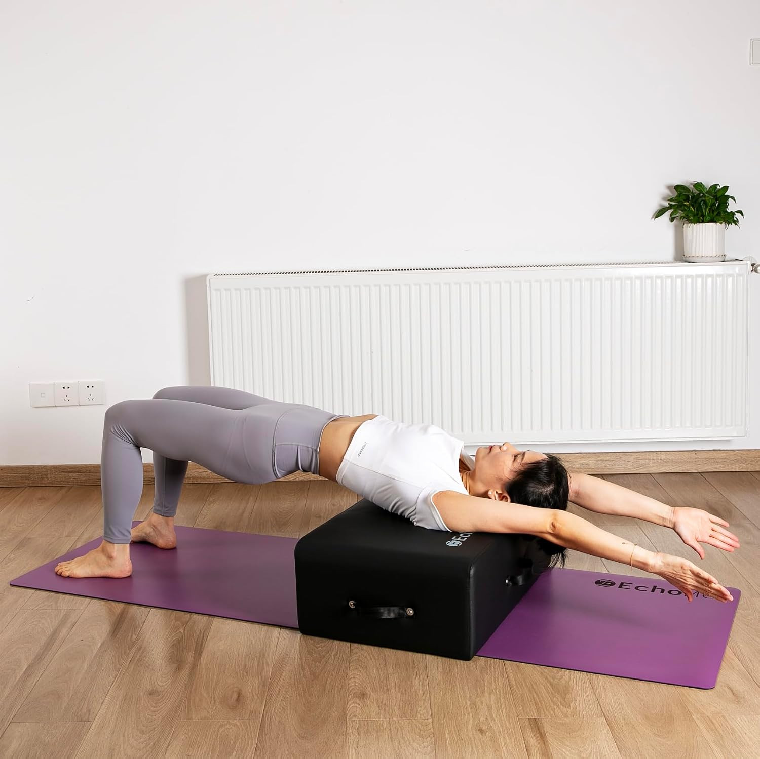 Pilates Reformer Sitting Box Set with 4.2mm Non-Slip Purple Yoga Mat