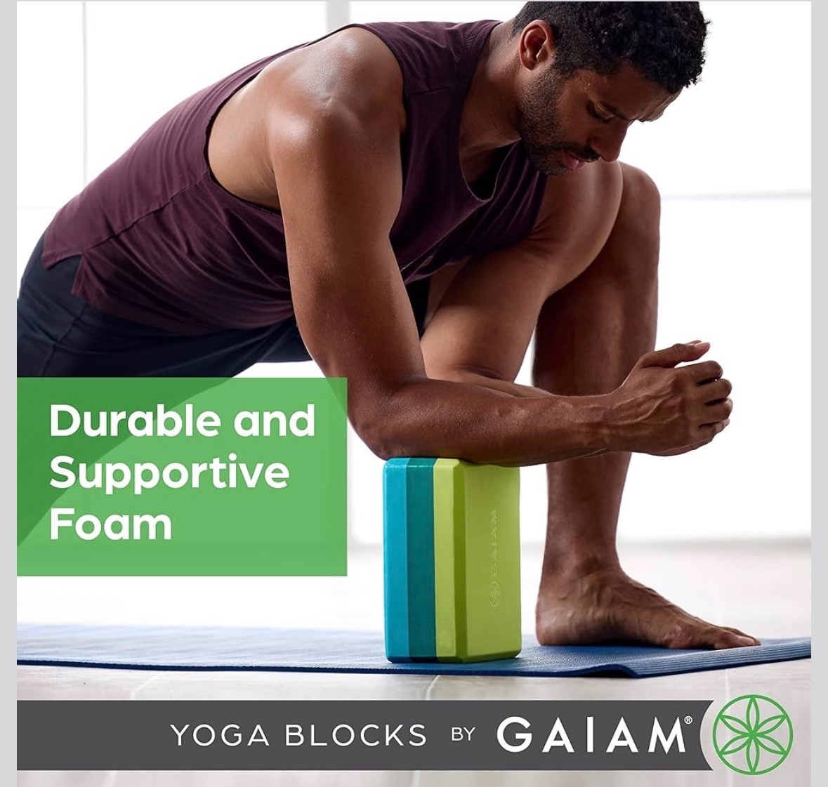 Gaiam Foam Yoga Block – Supportive Foam Soft Non-Slip Surface Tags Gray