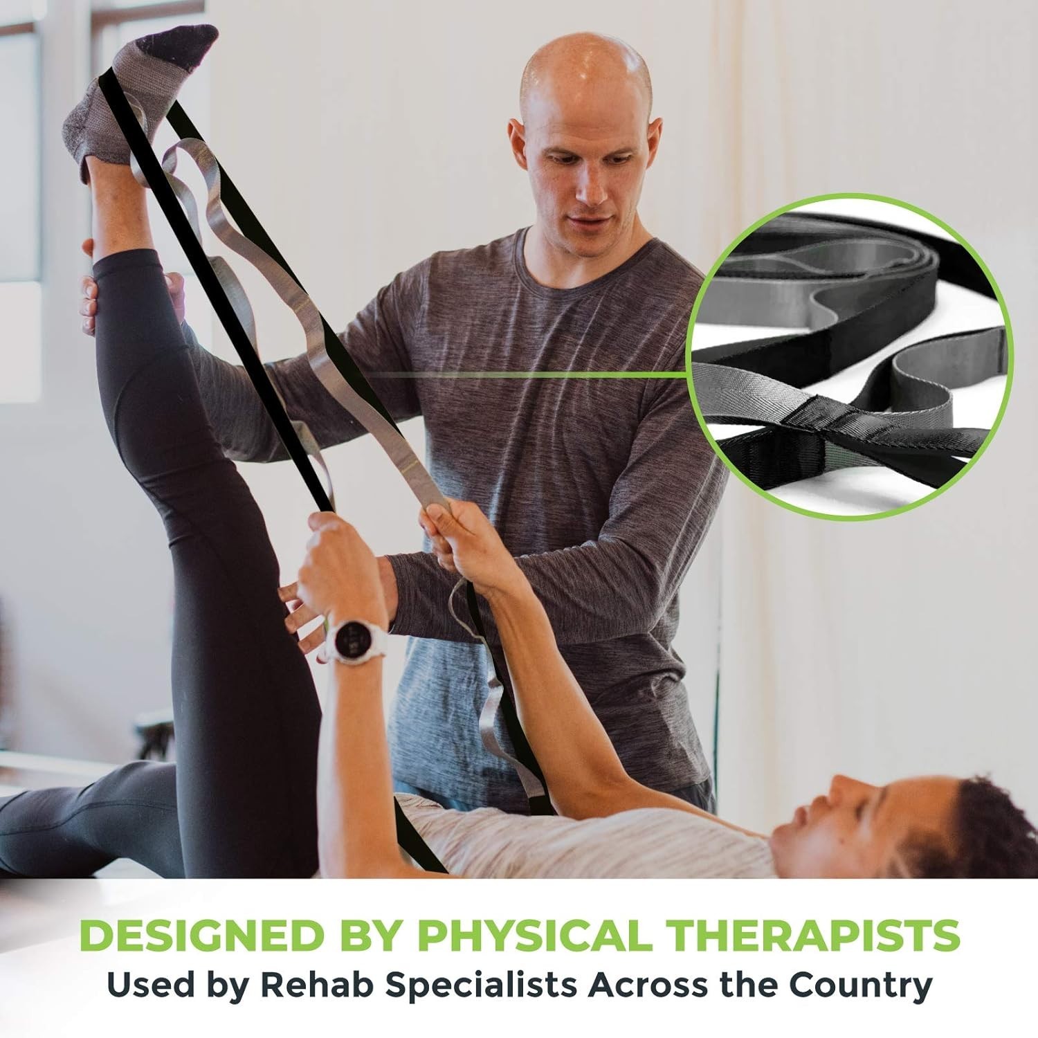 Stretching Strap for Physical Therapy, 12 Multi-Loop Stretch Strap 1&Prime; W x 8&prime; …
