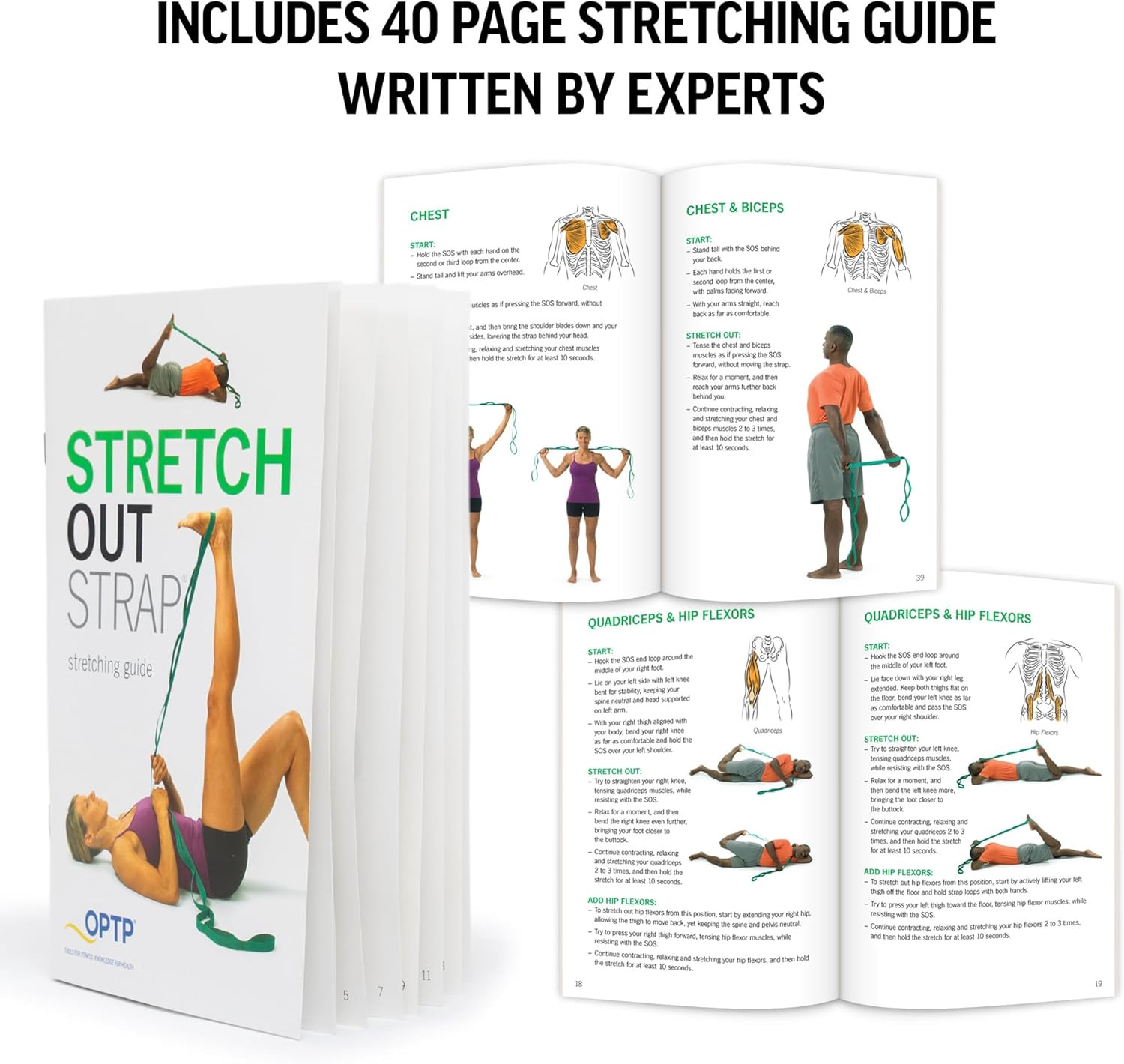 the Original Stretch Out Strap with Exercise Book, USA Made Top Choice Stretch O