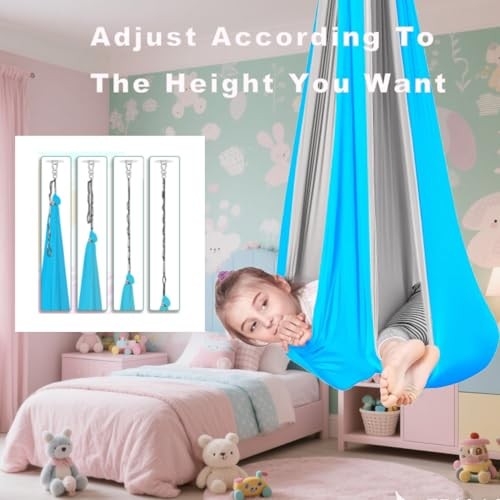 Sensory Swing for Kids & Adults – 300lbs Capacity Double-Layer Sky Blue + Pink