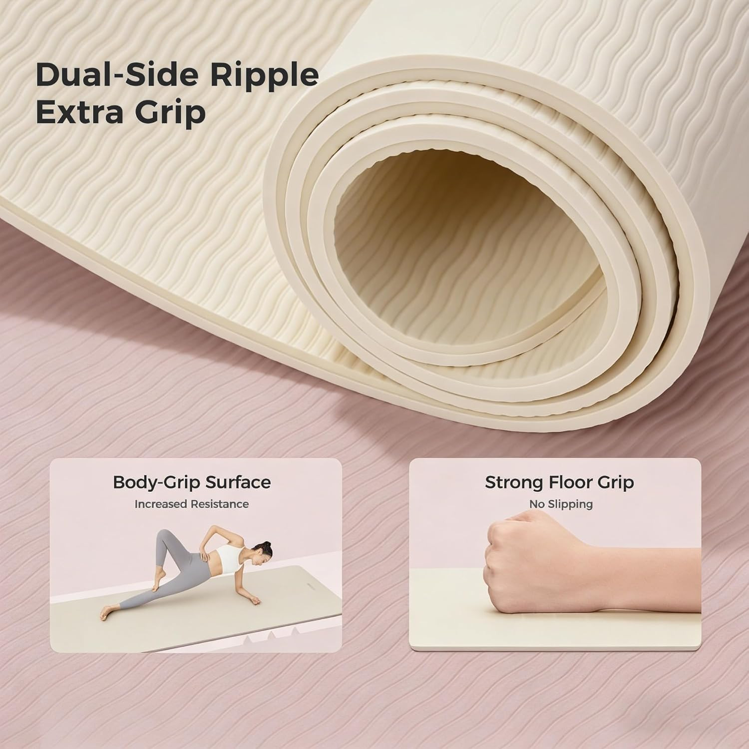 Keep 72&Prime; x 24&Prime; TPE Yoga Mat Non Slip, 1/4 Inch (6mm) Exercise Mat for Home Worko