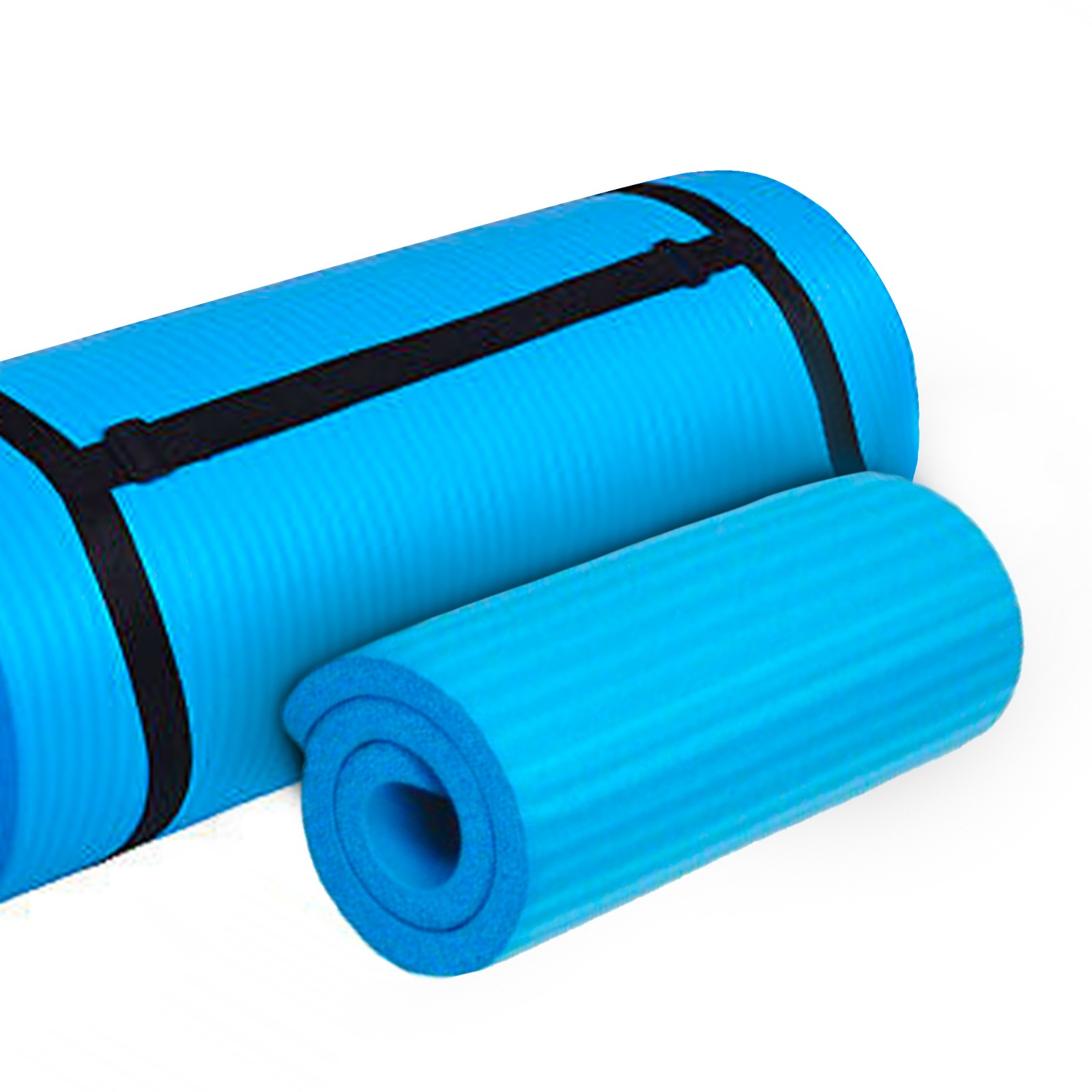 BalanceFrom 1&Prime; Extra Thick Yoga Mat w/Knee Pad & Carrying Strap, Blue (Open Box)