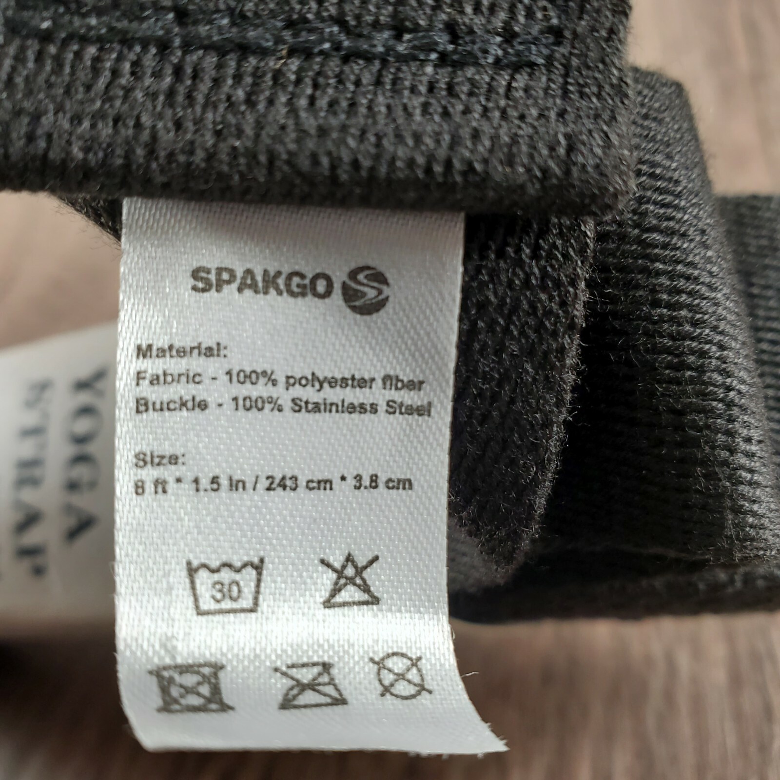 New SPAKGO Yoga STRETCH Strap 100% Polyester Fiber 8ft x1.5in Black Exercise