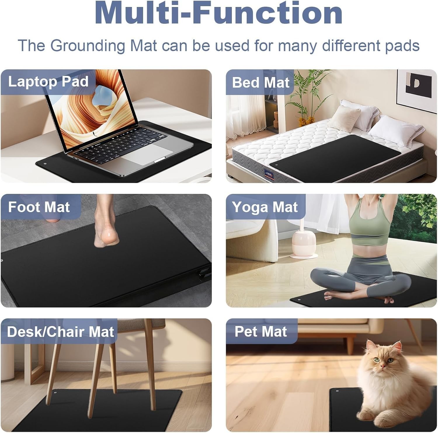 Vegan Leather Grounding Mat Earthing – Premium for Feet, Desk, Bed or Yoga 24×16