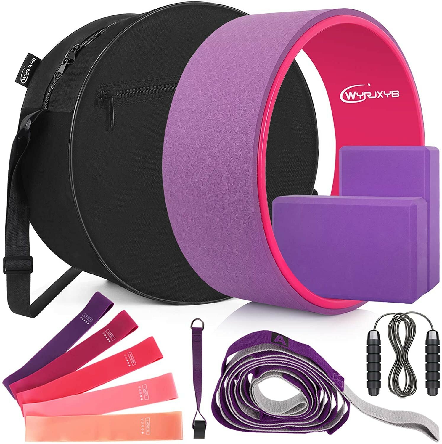 Yoga Wheel Set (11-in-1),Yoga Wheel Back Wheel for Back Pain, Yoga Blocks 2 Pack