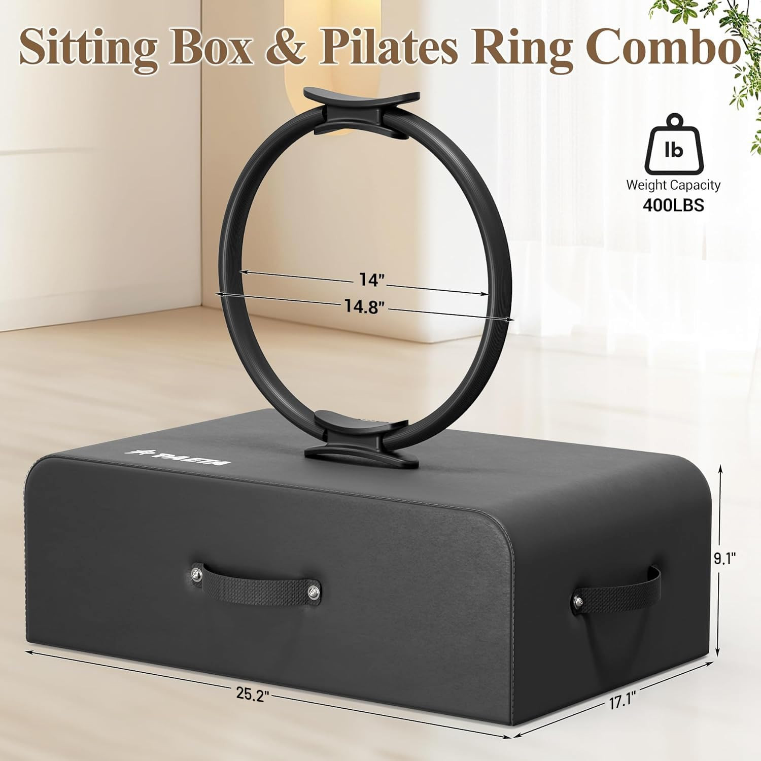 PAETA Pilates Box for Reformer, Pilates Reformer Accessories with Pilates Ring,