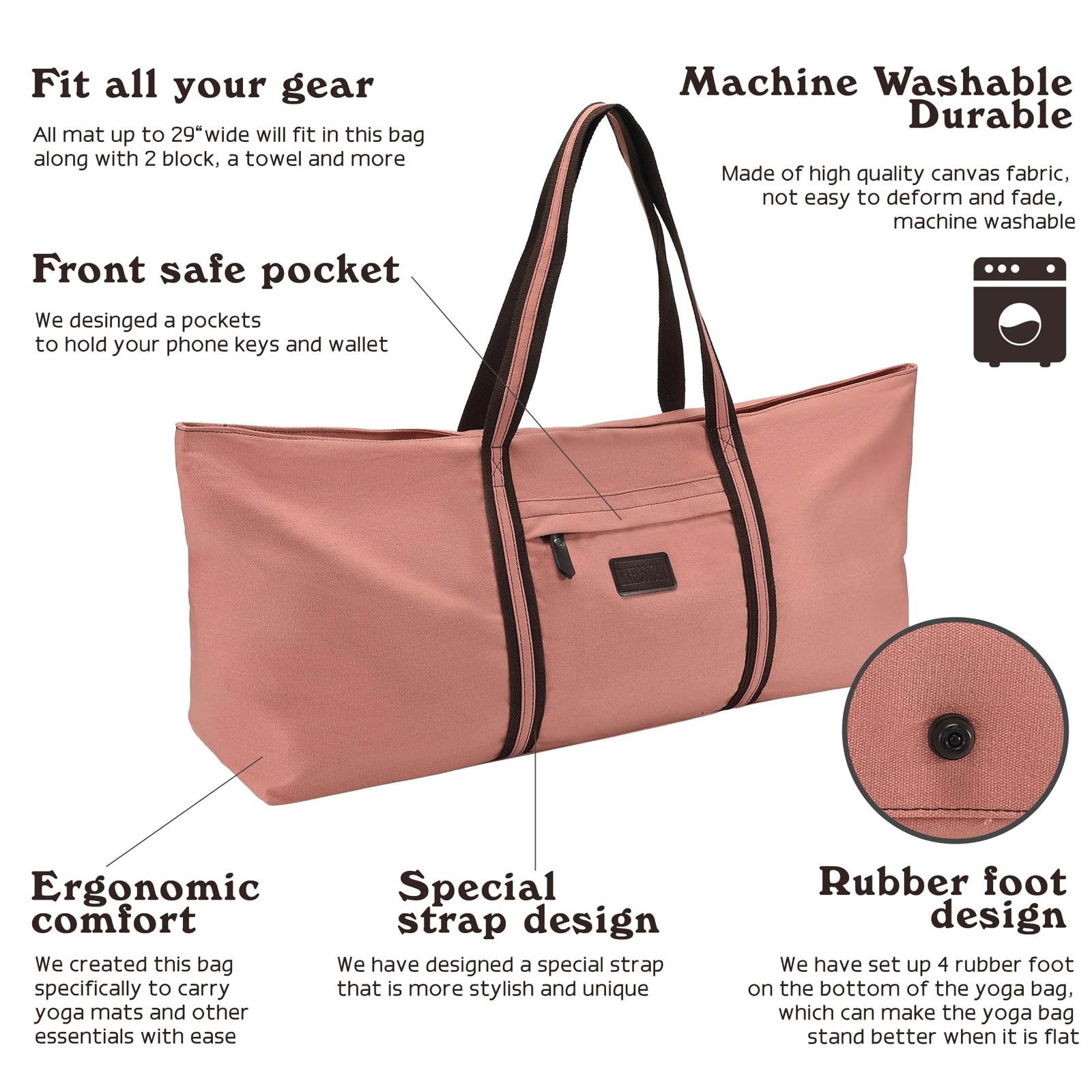 with Multi-Functional Storage Pockets Full-Zip Extra Large Yoga Mat Tote Bag …