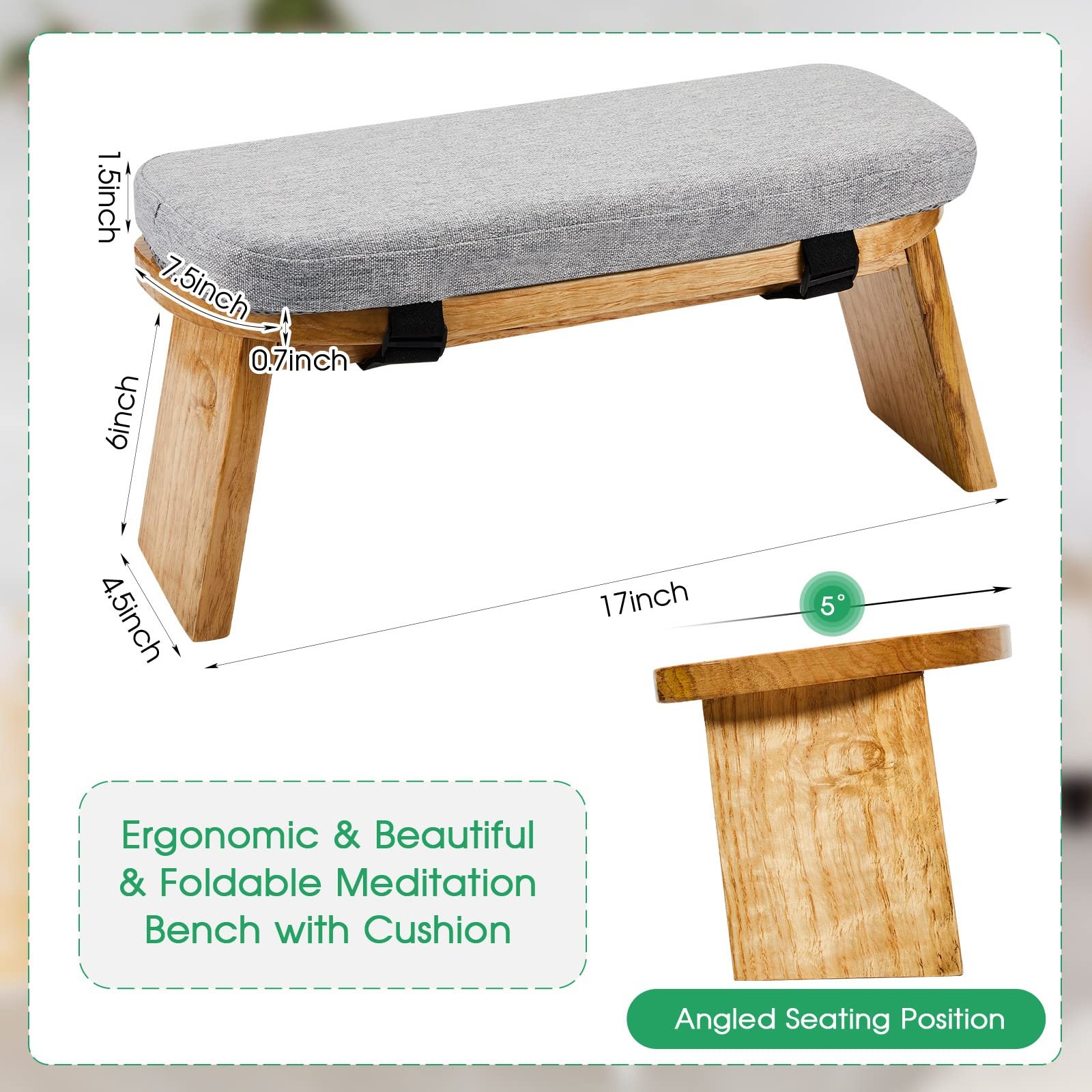 Meditation Bench with Carrying Bag, Meditation Kneeling Stool Portable Yoga M…