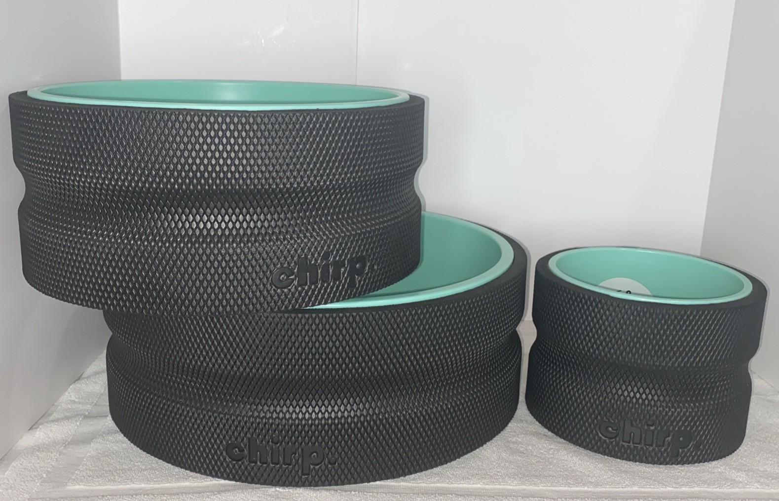 Chirp Wheel+ 3 Pack Rolling Exercise Wheels 12&Prime; 10&Prime; 6&Prime; for Back Pain. With Bag