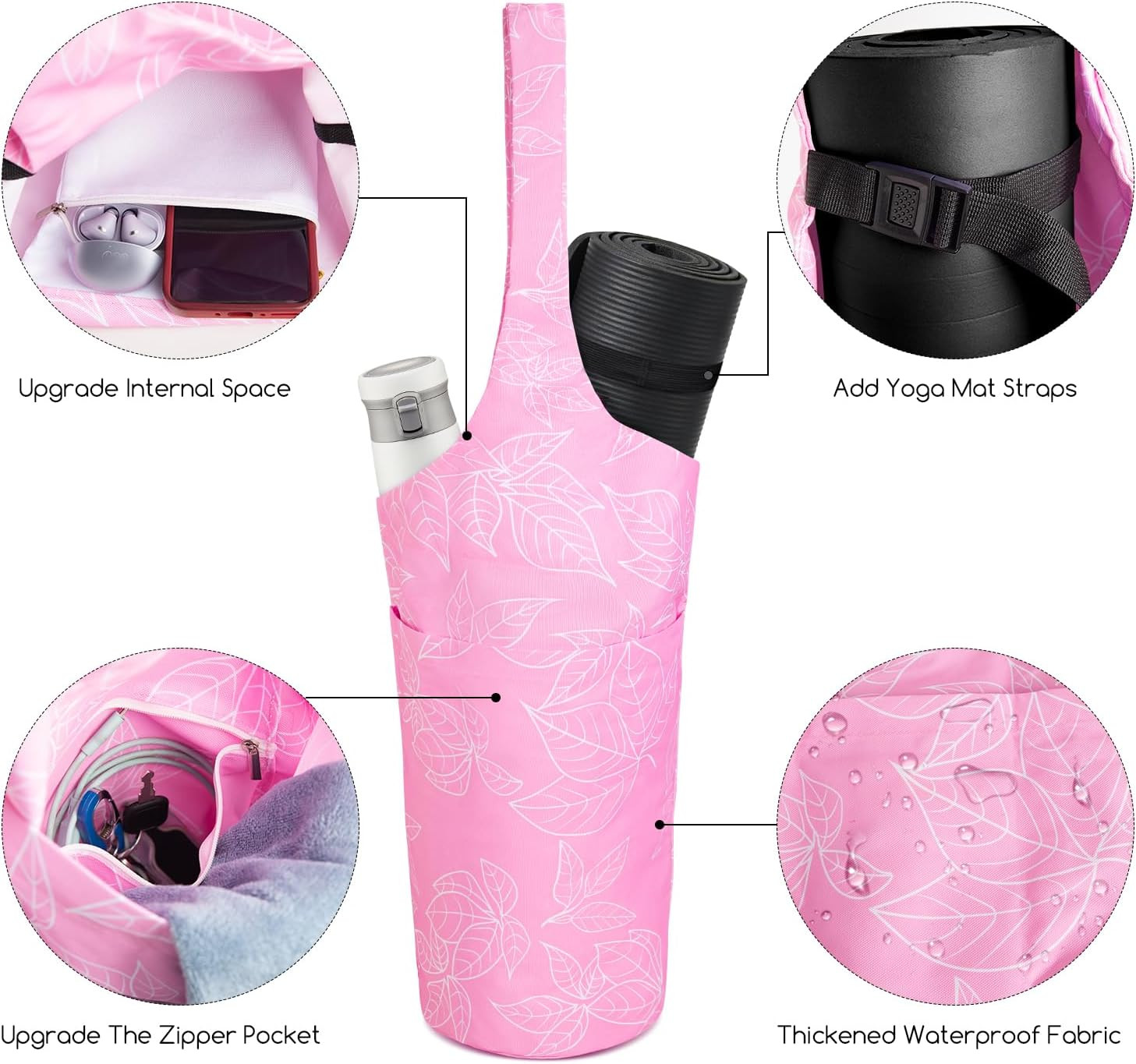 Yoga Mat Bag for Women with Large Size Pocket and Zipper Pocket,Yoga Bag Mat Car