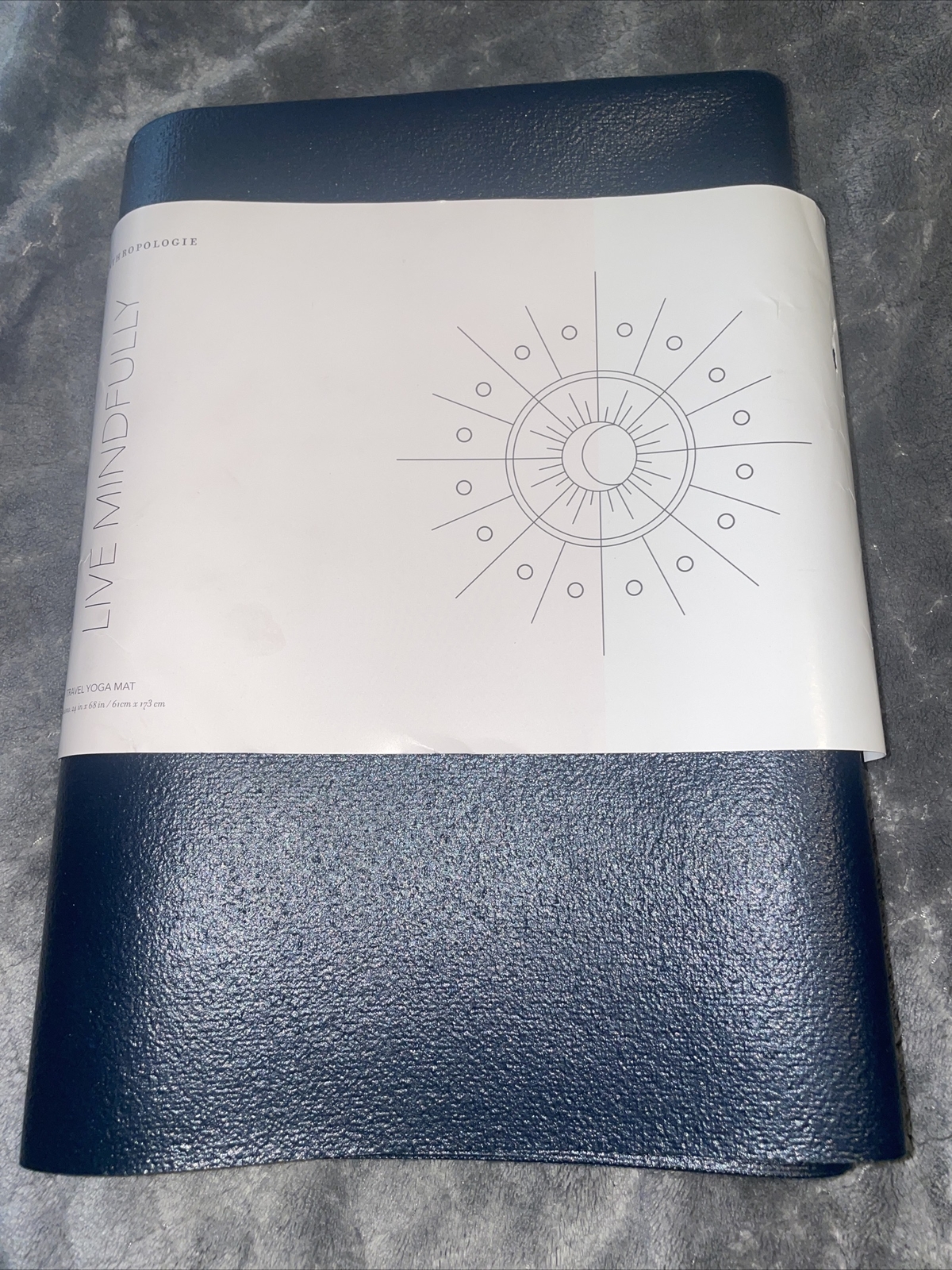 NEW OPEN, ANTHROPOLOGIE LIVE MINDFULLY TRAVEL YOGA MAT, 24&Prime;x68&Prime;, BLUE AND PURPLE