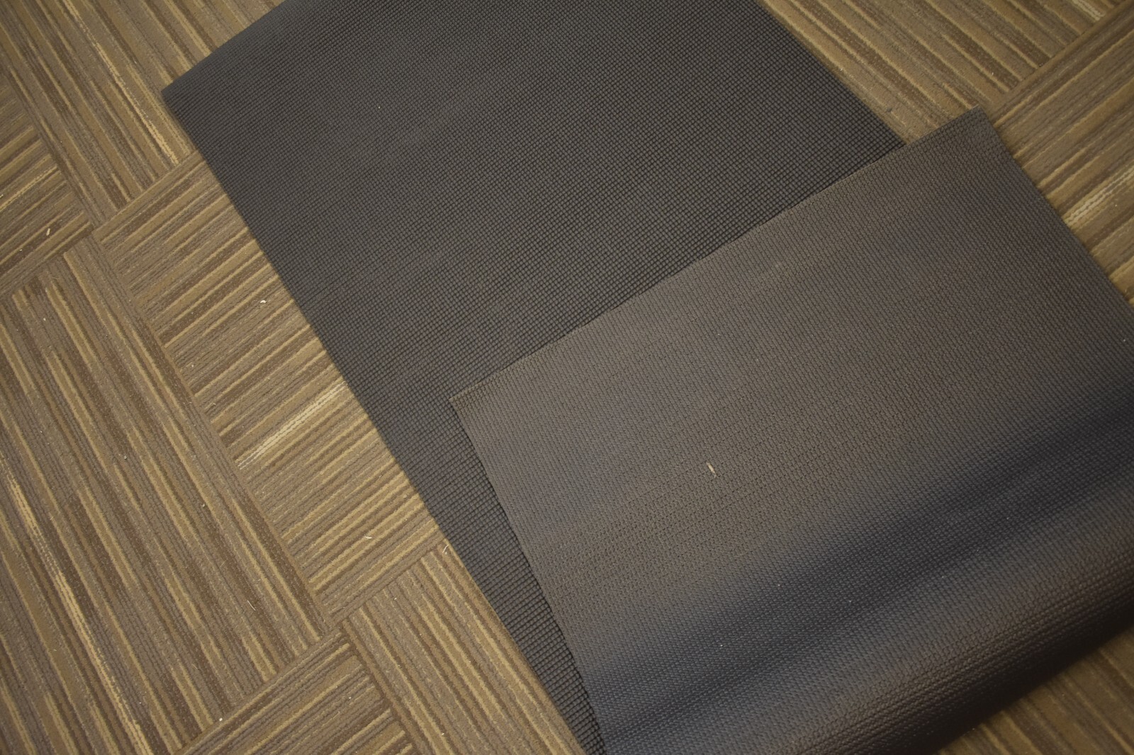 Exercise Yoga Mat Ribbed 24&Prime; x 68&Prime; Dark Gray Charcoal Workout Pad For Gym
