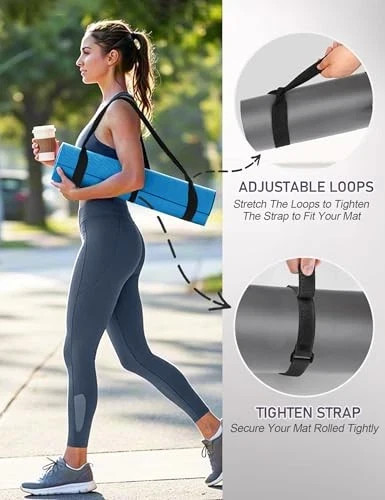Yoga Mat Strap, Adjustable Thick and Wide Yoga Strap for Carrying Mat or