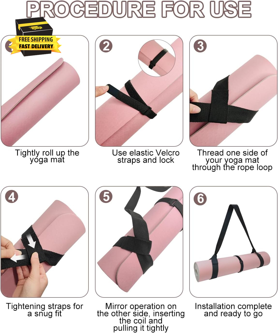 Yoga Mat Carrier, Premium Yoga Strap for Carrying Yoga Mats with Adjustable Velc