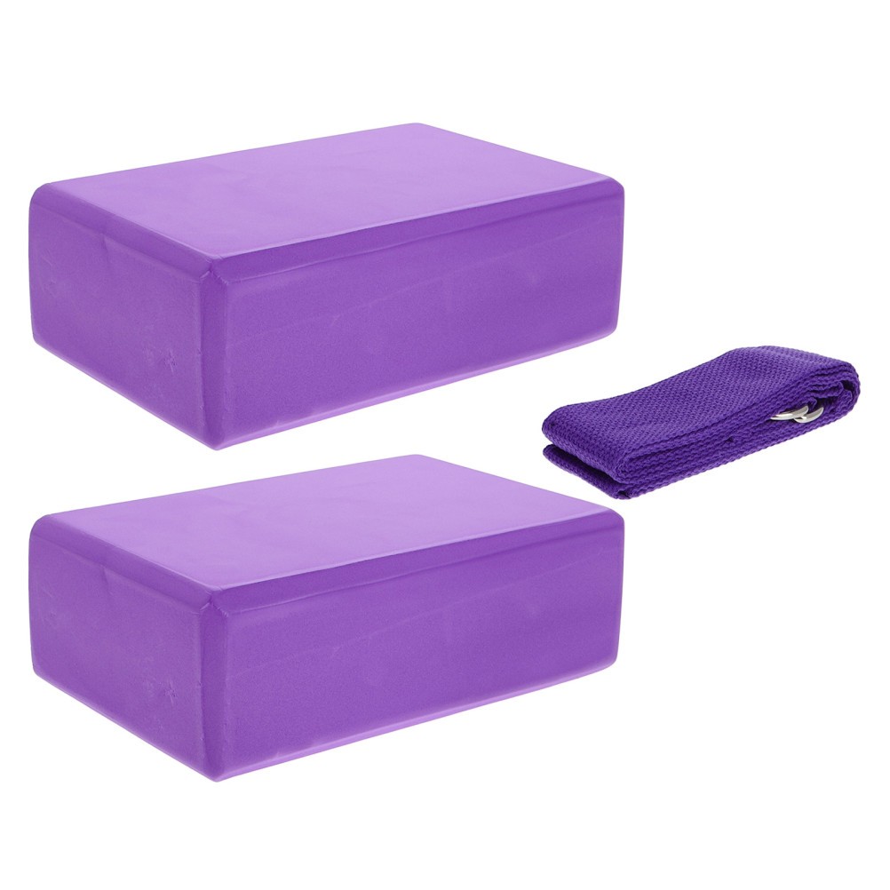 3Pcs Foam Yoga Blocks and Strap Set for Pilates and Yoga Posture Improvement