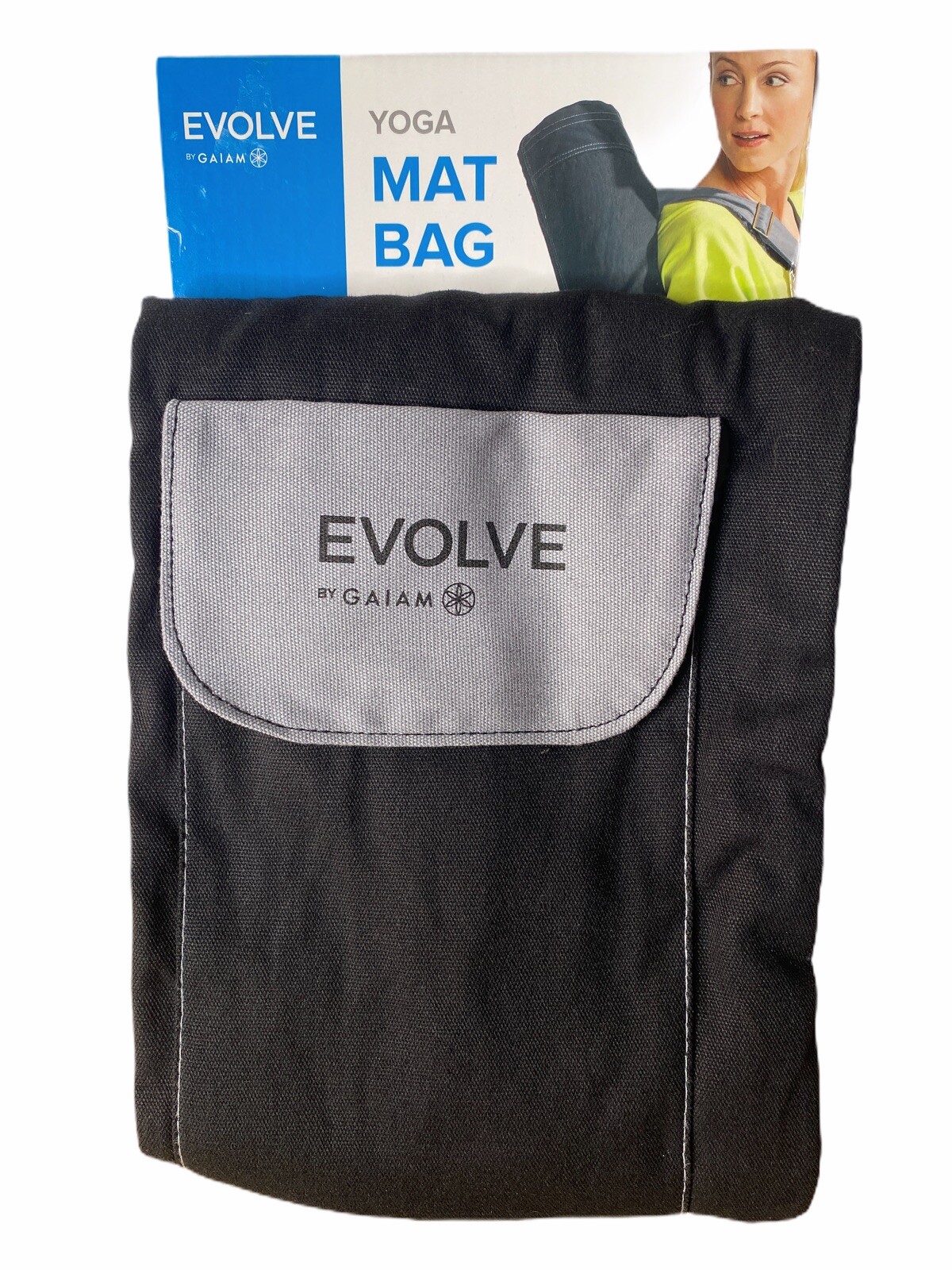 Evolve by Gaiam black yoga mat bag with shoulder strap, pockets, & full zip NEW