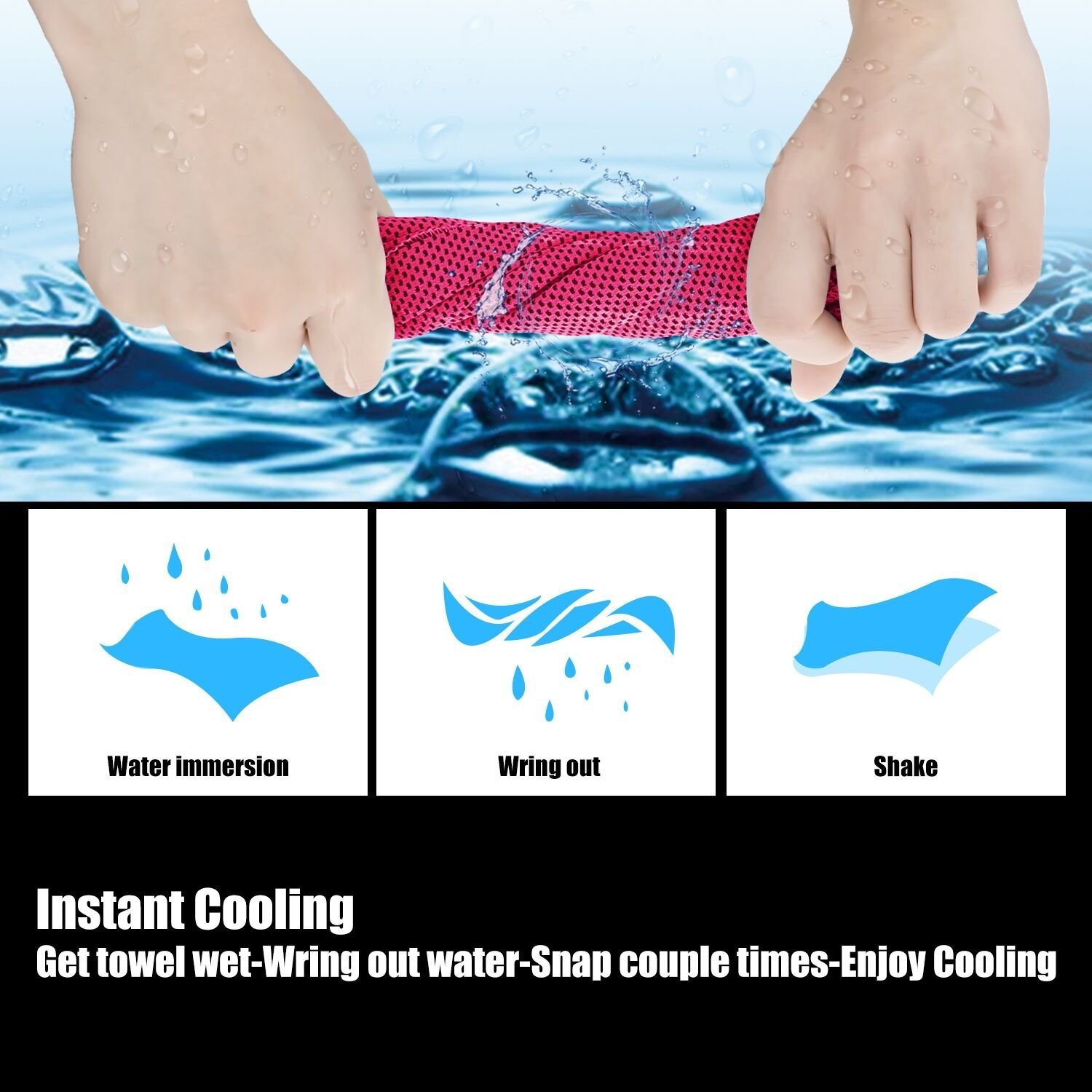 Cooling Towels (40&Prime;x 12&Prime;, Pack of 30) for Neck and Face, Cold Towel for Hot W…