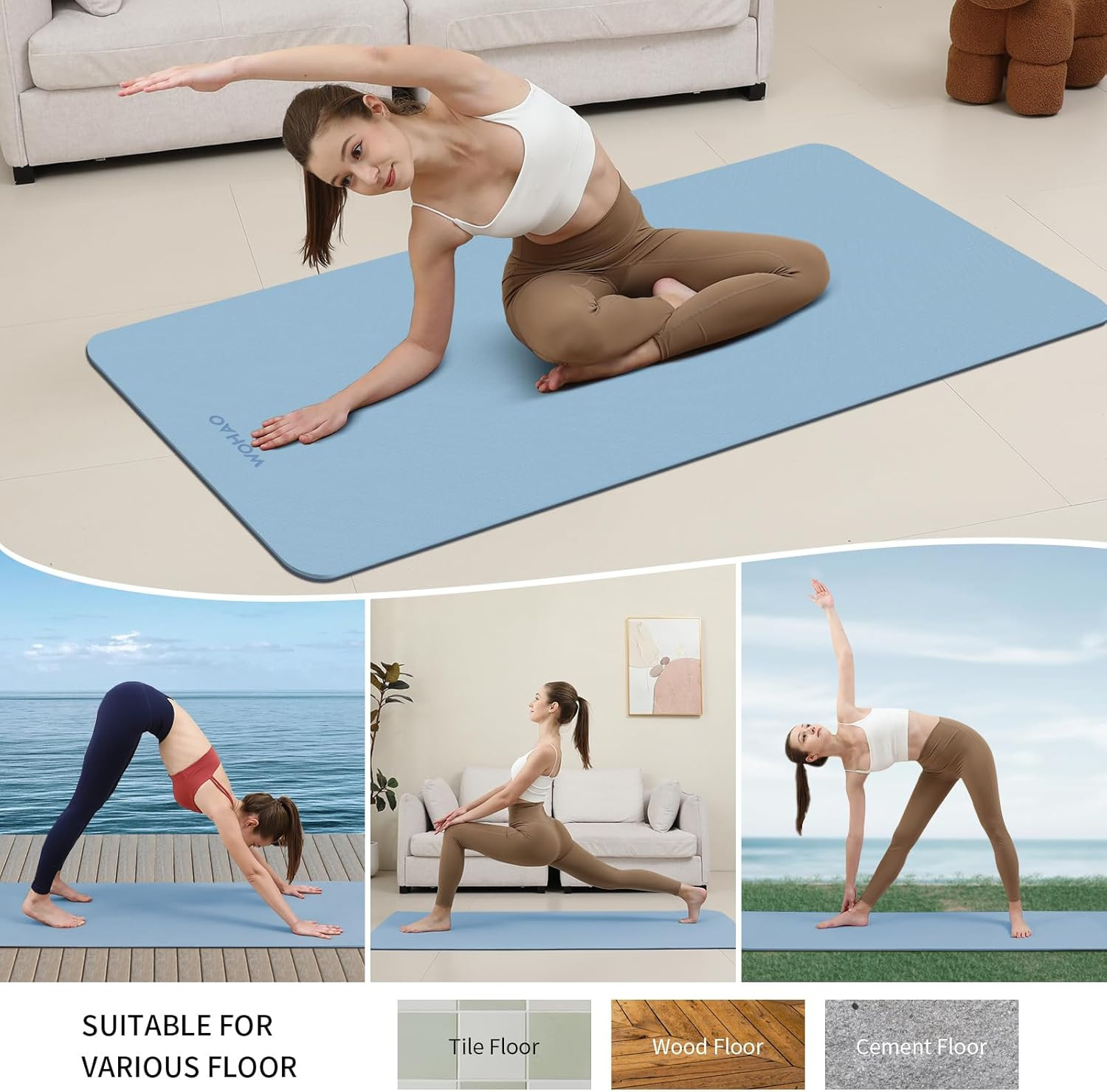 Extra Thick 8mm Non-Slip Yoga Mat with Carrying Strap – Dual Color 72&Prime;x28
